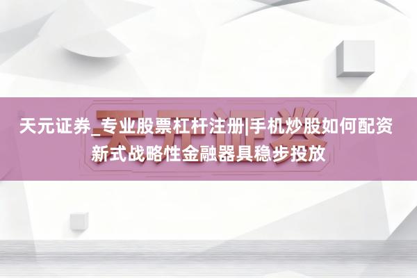 天元证券_专业股票杠杆注册|手机炒股如何配资 新式战略性金融器具稳步投放