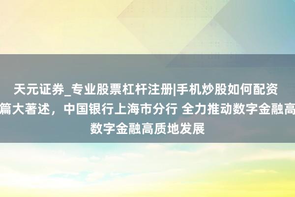天元证券_专业股票杠杆注册|手机炒股如何配资 作念好五篇大著述,中国银行上海市分行 全力推动数字金融高质地发展