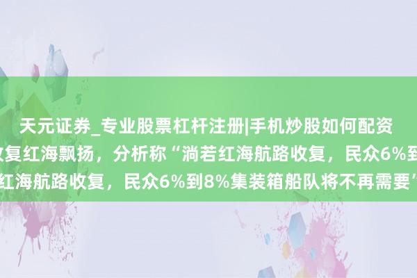 天元证券_专业股票杠杆注册|手机炒股如何配资 中断两年多后，马士基收复红海飘扬，分析称“淌若红海航路收复，民众6%到8%集装箱船队将不再需要”
